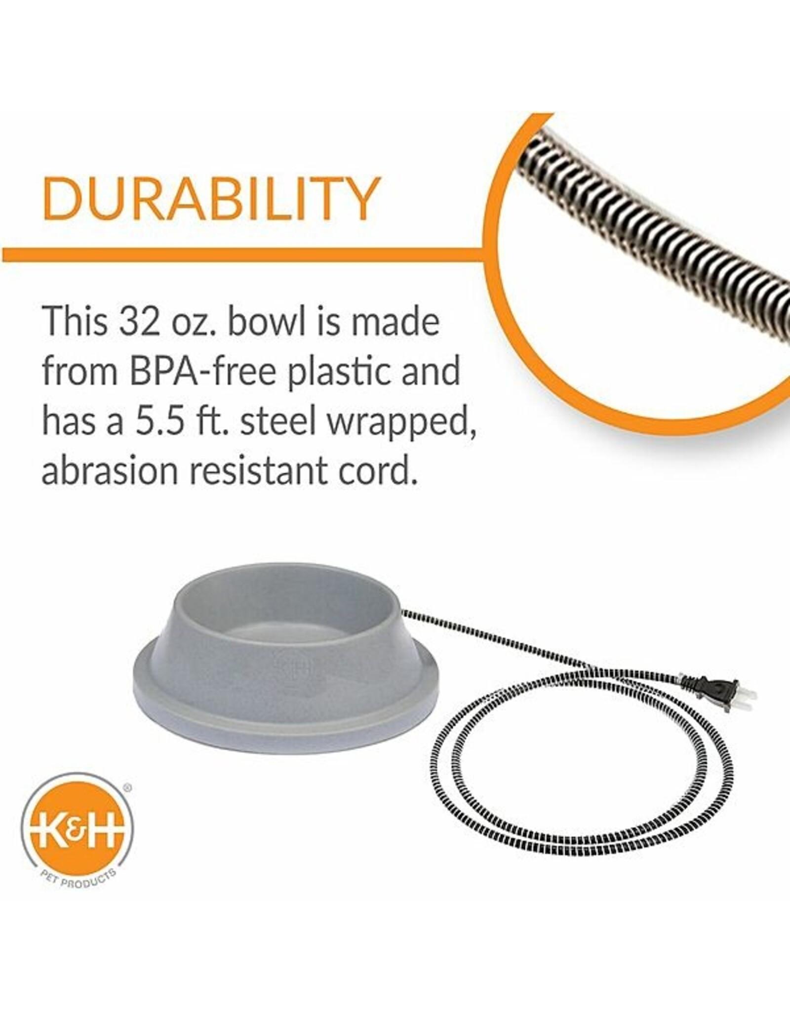 K&H Pet Products Thermal Bowl Slate Gray 32OZ 12Watt