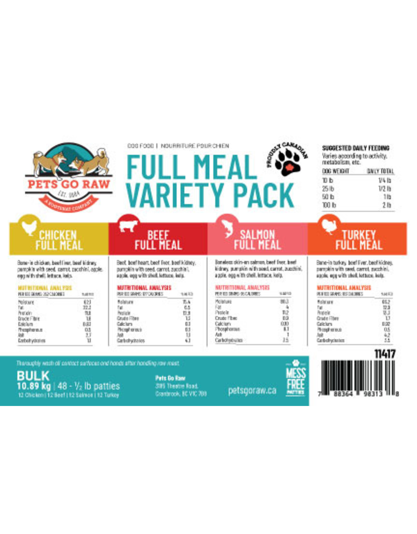 Pets Go Raw Variety Full Meal - 24LB