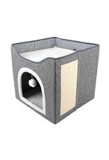 BrookBrand Pets Bunk Bed Cat Cave with Scratcher, Grey