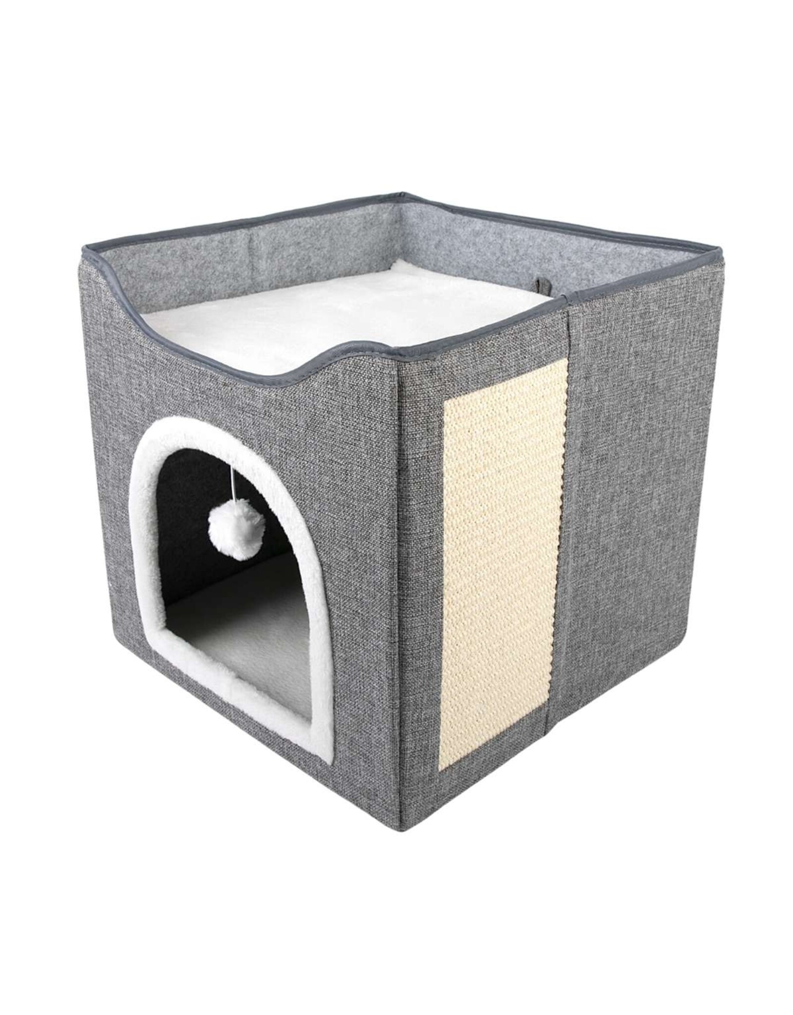 BrookBrand Pets Bunk Bed Cat Cave with Scratcher, Grey