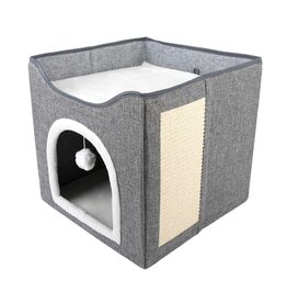 BrookBrand Pets Bunk Bed Cat Cave with Scratcher, Grey