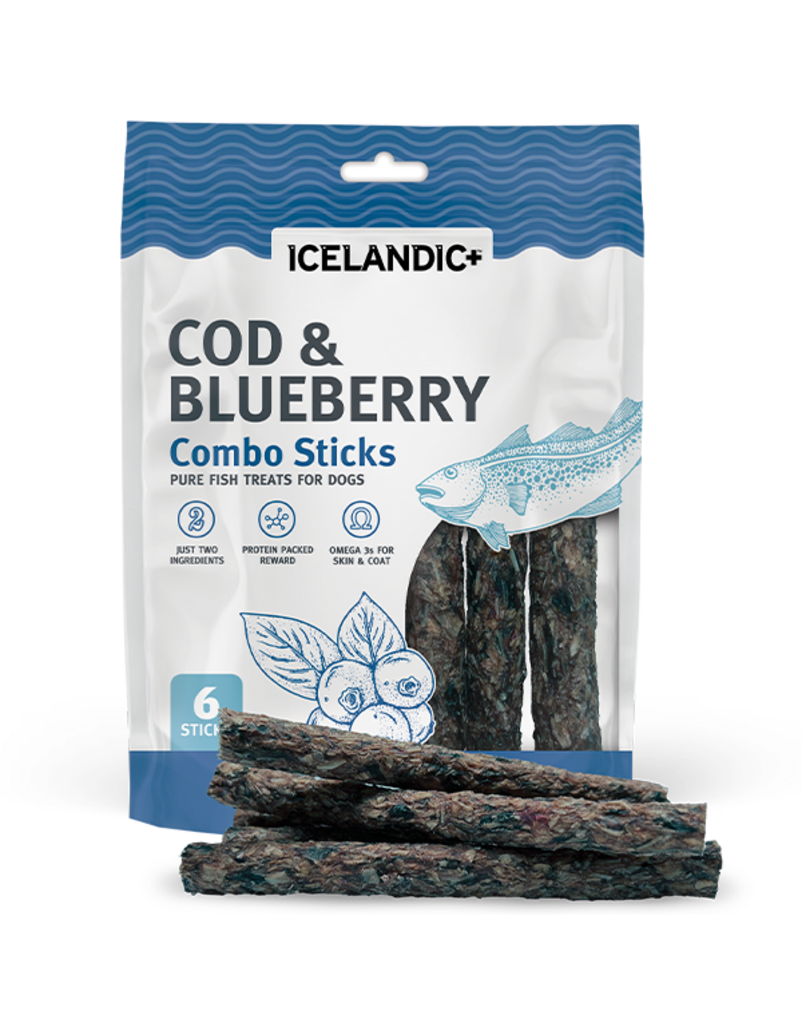 Icelandic+ Dog Combo Sticks Cod & Blueberry 6pc