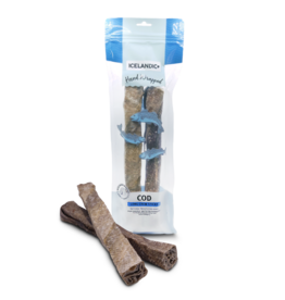 Icelandic+ Dog Cod Skin Hand Wrapped Chew Stick 10" 2pk