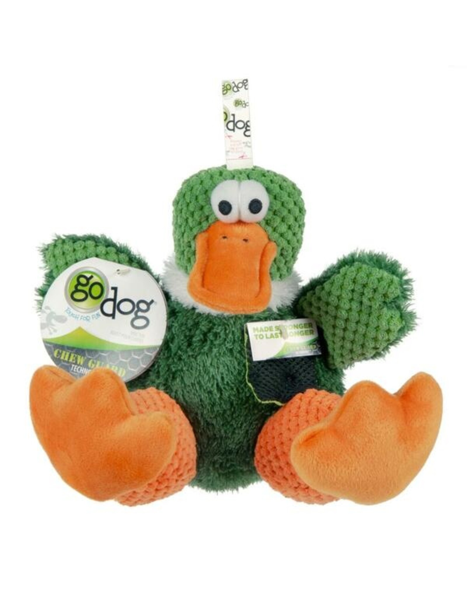 Godog Checkers Duck Squeaky Plush Large