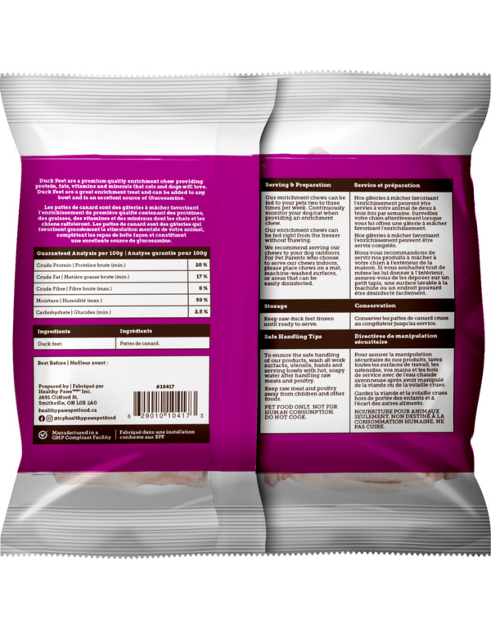 Healthy Paws Frozen - Enrichment Raw Duck Feet 1LB