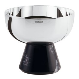 SAMBONET Madame Footed Cup Slvrpltd/Black Marble Resin On 18/10 S/S 3 3/4 In X 4 1/4 In H