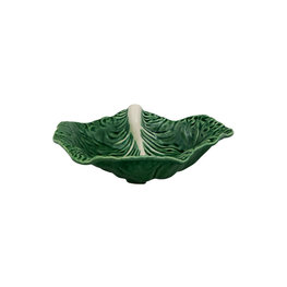 BORDALLO PINHEIRO Plateau à feuilles arrondies en céramique en chou de 14 po - vert
