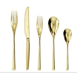 SAMBONET Service de table 5 pièces H-Art Satin Gold S.H. Couverts en acier inoxydable