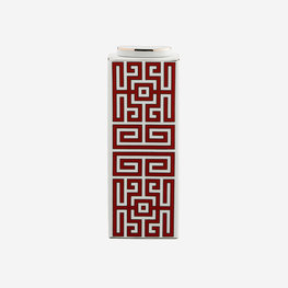 RICHARD GINORI Labirinto Scarlatto Small Rectangular Vase with Lid - Red & White