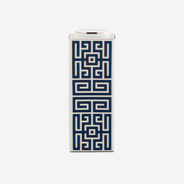 RICHARD GINORI Labirinto Zaffiro Small Rectangular Vase with Lid - Blue & White