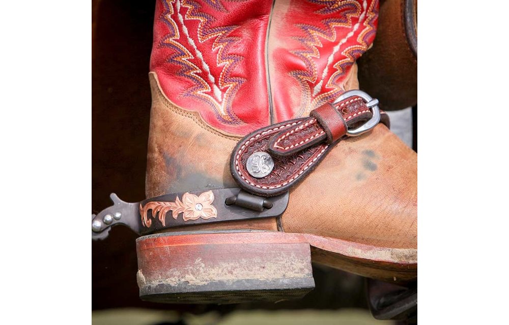 Mens Rosewood Leather Spider Stamp Cowboy Spur Straps