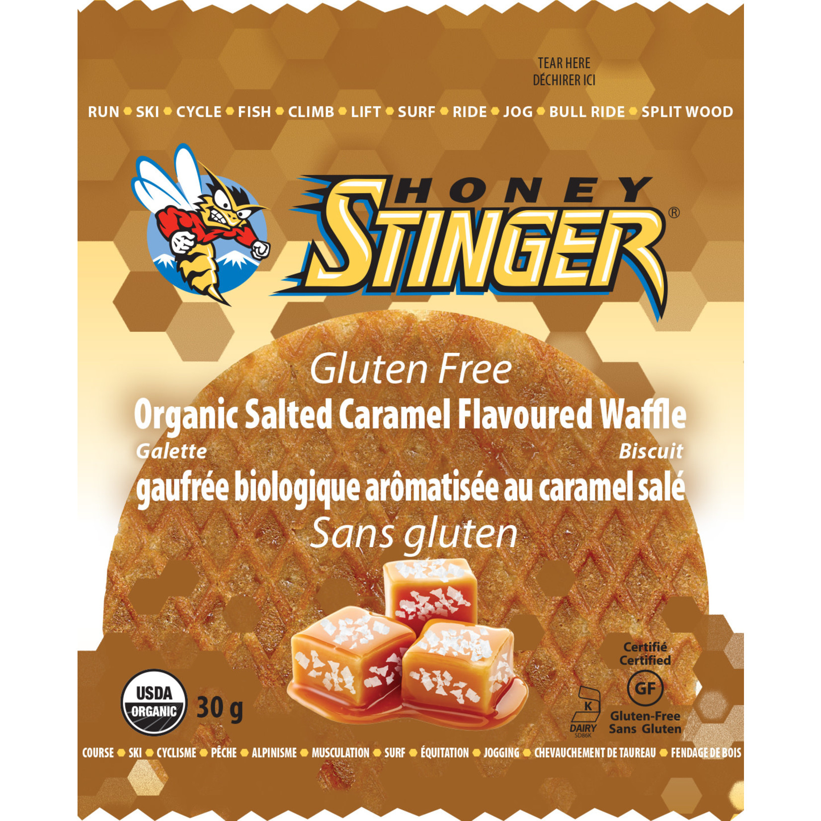 HONEY STINGER HONEY STINGER, GLUTEN FREE ORGANIC, WAFFLE, SALTED CARAMEL