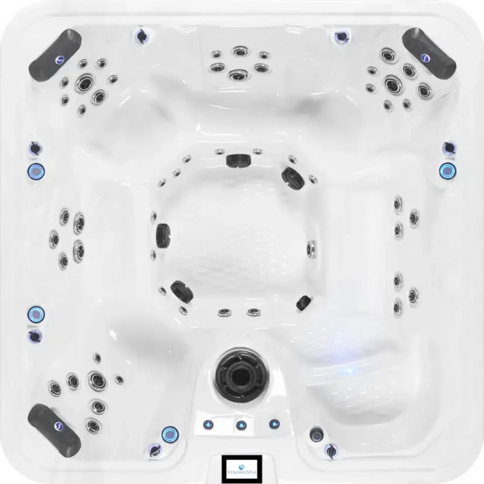 STRONG SPAS SUMMIT SERIES - S60 - and comes with --> ( Dura-shield hard cover, Dura-base, water columns LED lights, exterior cabinet led's led cup holders, spatouch full color touch screen, ozonator