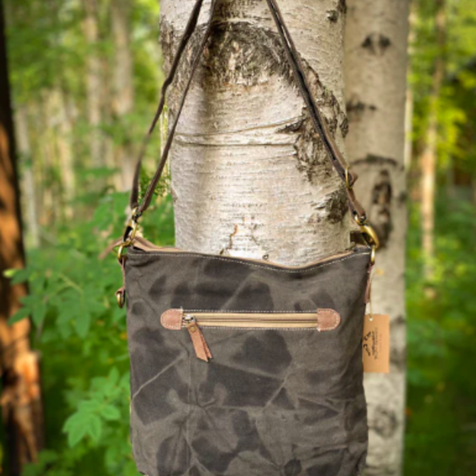 Two Fat Chickadees Spruce Forrest Pocket Canvas Sling