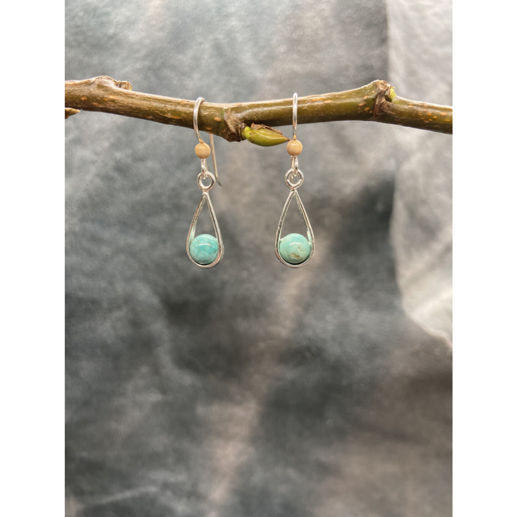 6mm Cupped Turquoise Bead Earrings