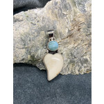 Larimar & Fossil Walrus Ivory Heart Pendant