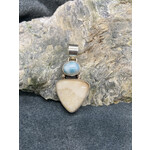 Fossil Walrus Ivory Triangle & Larimar Pendant