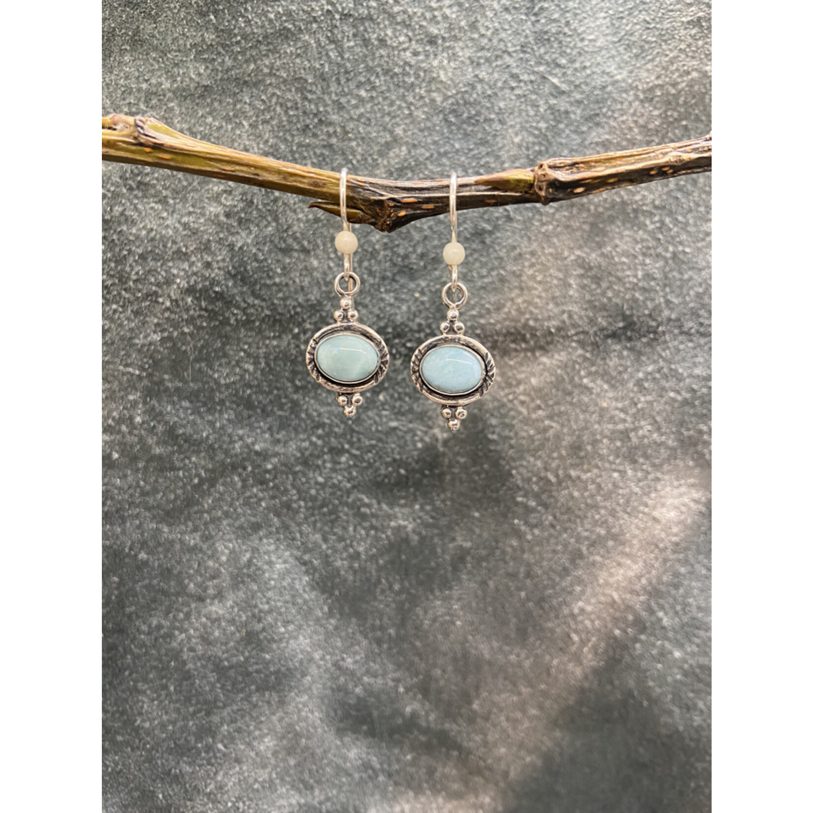 Oval Larimar Cabochon Earrings