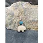 Walrus Ivory Spirit Bear & Turquoise Pendant