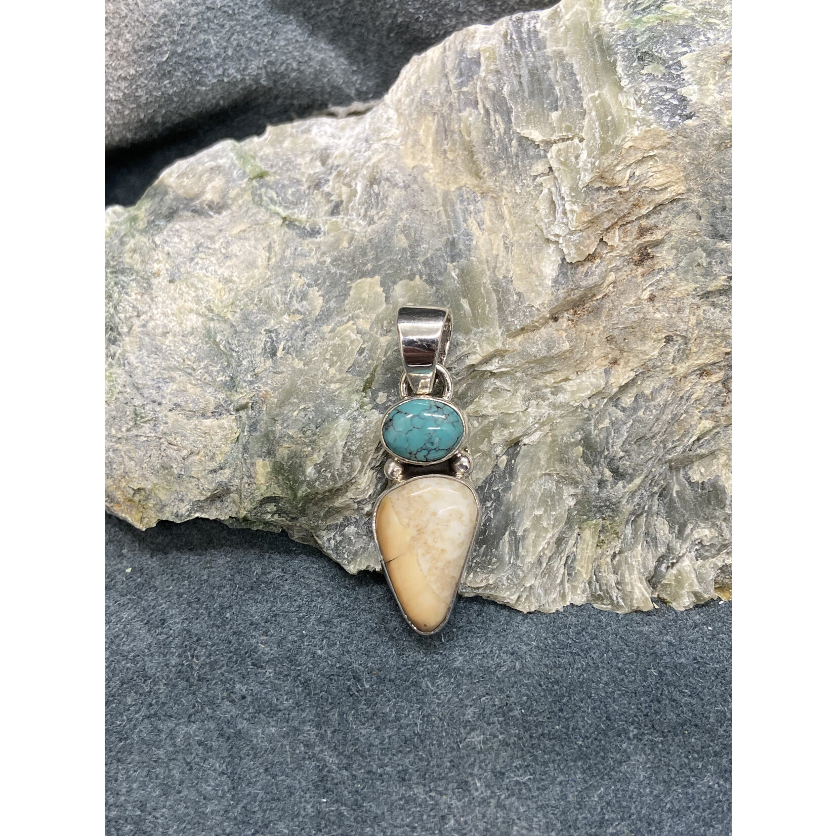 Fossil Walrus Ivory & Turquoise Pendant