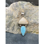 Fossil Walrus Ivory & Turquoise Pendant