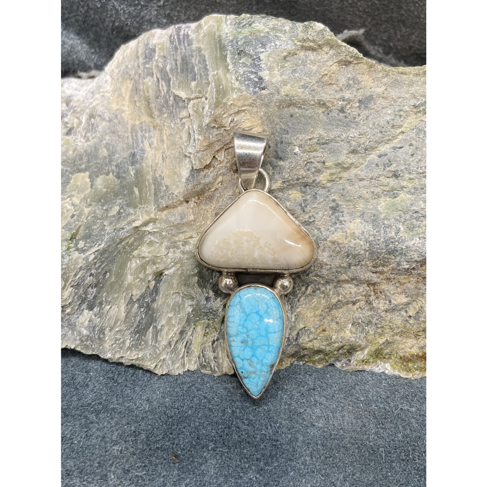 Fossil Walrus Ivory & Turquoise Pendant