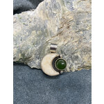 Walrus Ivory Moon & Jade Pendant