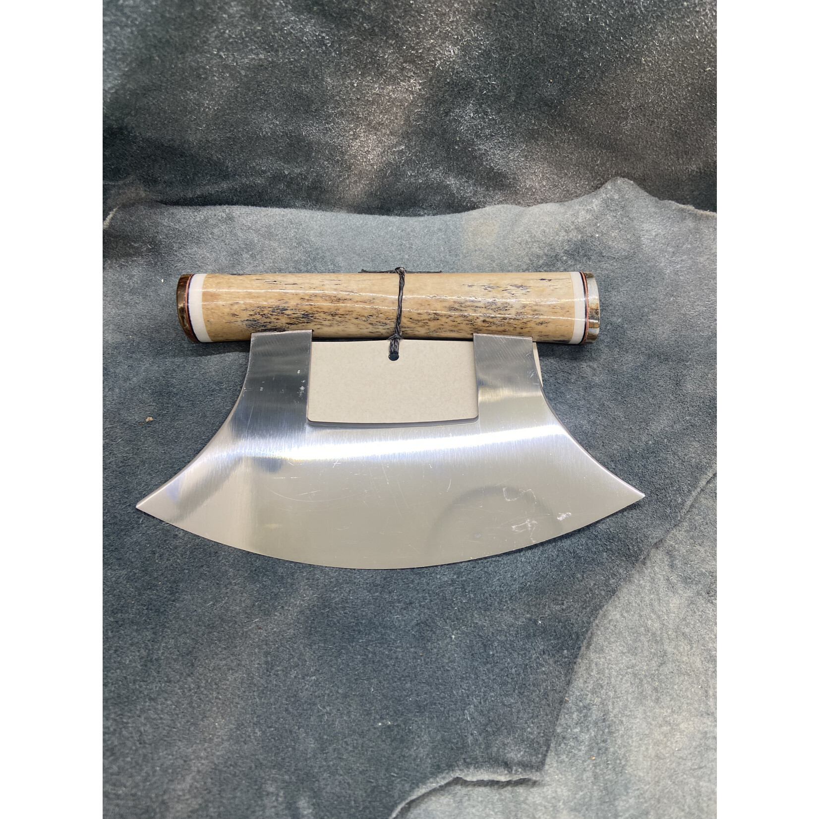 Fossilized Pacific Walrus Rib Bone and Mammoth Tooth Ulu