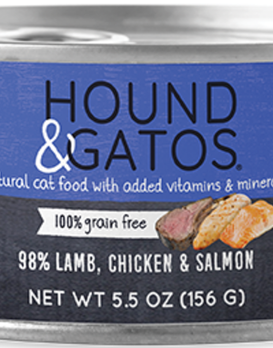 Hound & Gatos Feline Grain-Free 98% Lamb, Chicken. & Salmon
