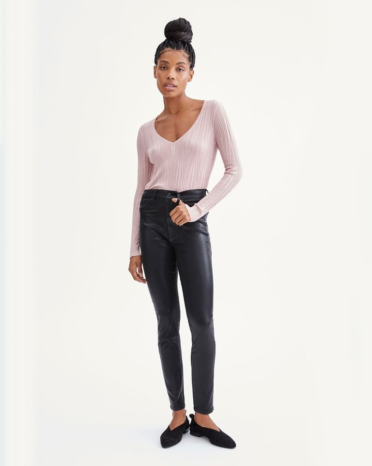 7 FOR ALL MANKIND Coated B(air) High Waist Skinny with Faux Pockets
