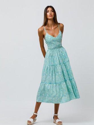 LUSANA KARLA BACKLESS MIDI DRESS