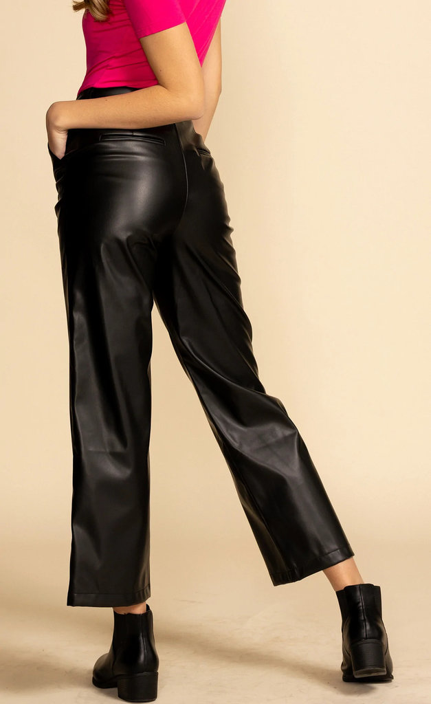 PINK MARTINI STRAIGHT TO THE CHASE LEATHER PANTS IN BLACK