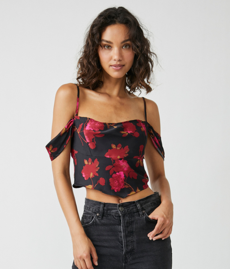 FREE PEOPLE CASSANDRA PRINTED BLOUSE