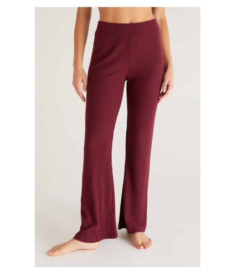 Z SUPPLY SHOW ME SOME FLARE RIB PANT IN GARNET