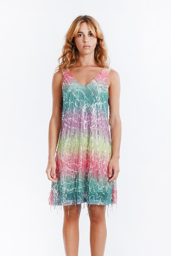 MOLLY BRACKEN A-LINE TULLE DRESS IN MULTI