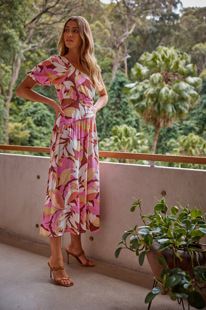 MINKPINK KALI ONE SHOULDER DRESS IN PINK