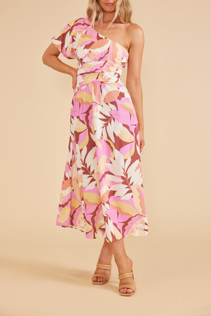 MINKPINK KALI ONE SHOULDER DRESS IN PINK