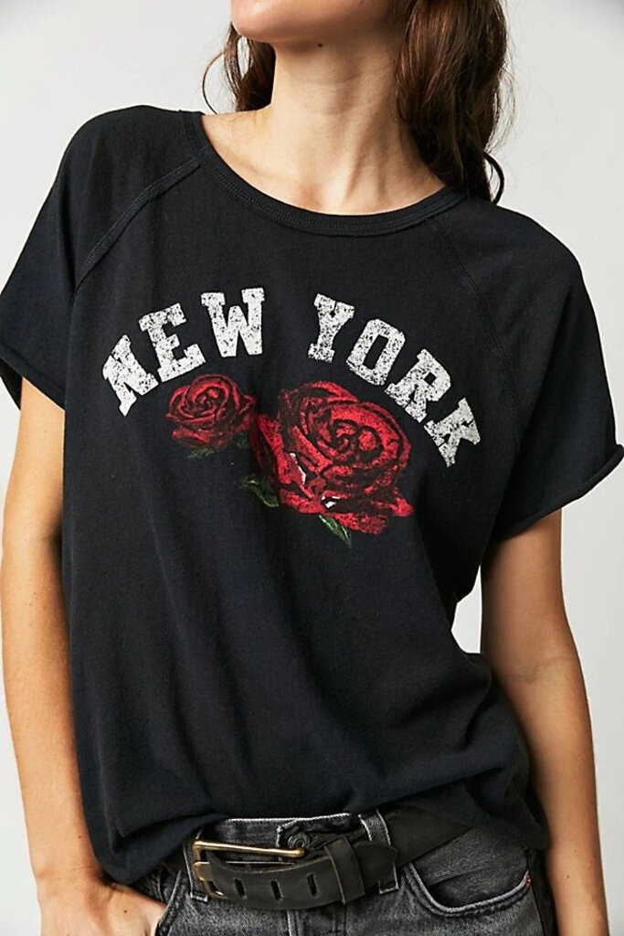 STATE FLOWER TEE IN WASHED BLACK NY Honest Boutique