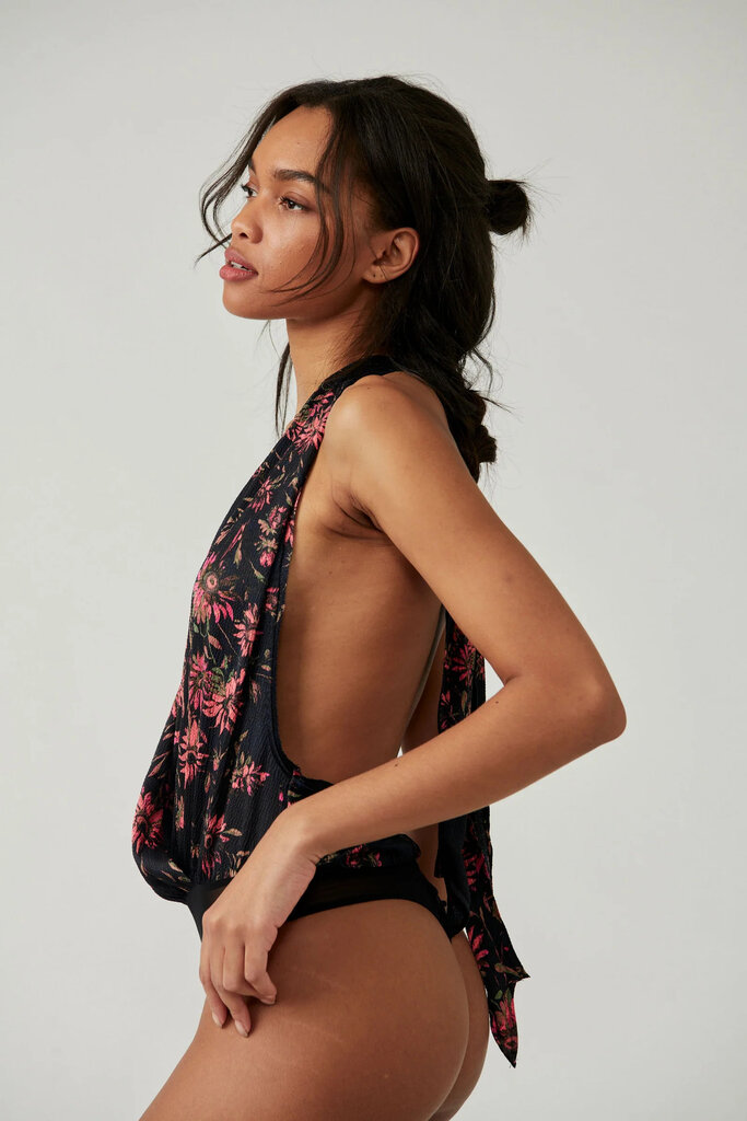 FREE PEOPLE THERE SHE GOES BODYSUIT IN BLACK COMBO