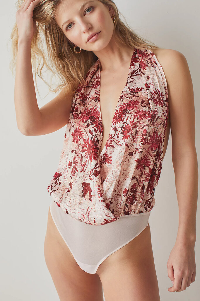 FREE PEOPLE THERE SHE GOES BODYSUIT IN ROMANTIC COMBO