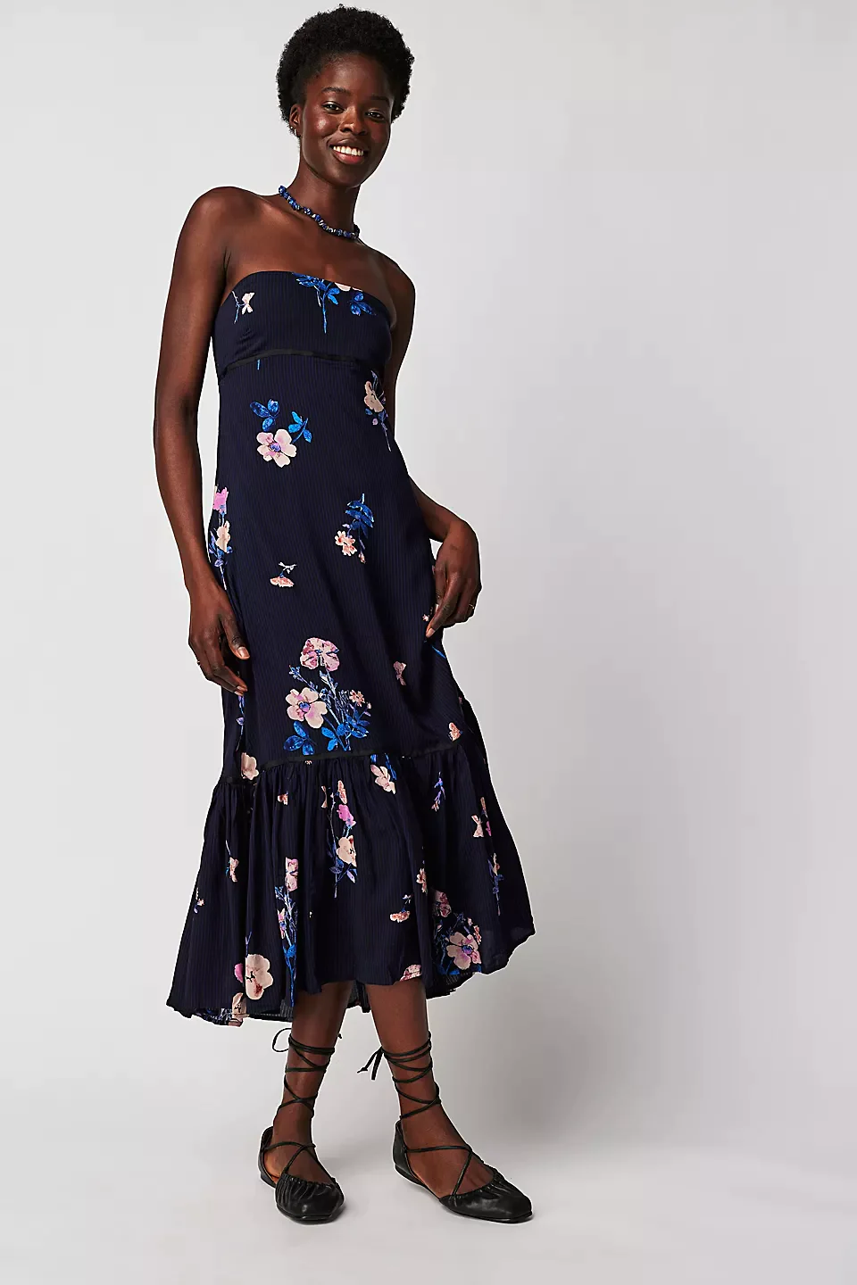 ROSIE POSIE MIDI DRESS IN MIDNIGHT COMBO