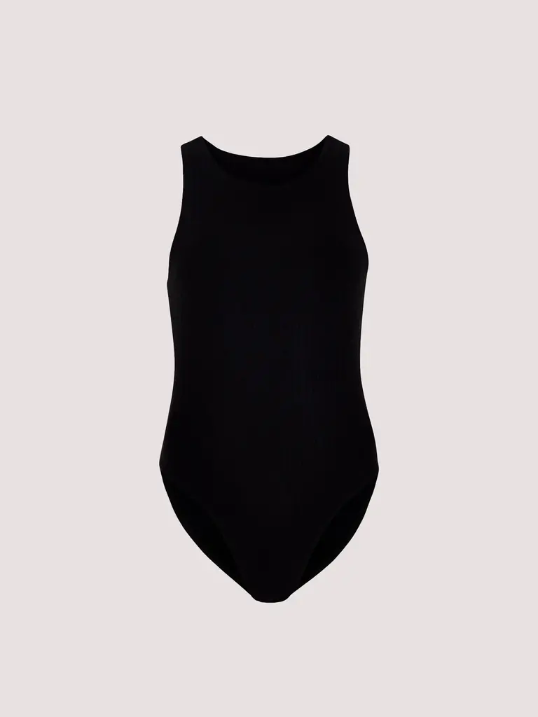 APRICOT RIBBED BODYSUIT IN BLACK