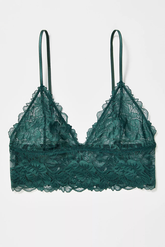 FREE PEOPLE EVERYDAY LACE LONGLINE IN EVERGREEN