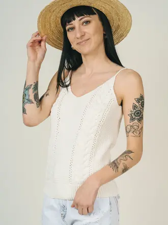 JACKSON ROWE RIVA CABLE KNIT TANK IN MILK JACKSON ROWE RIVA CABLE KNIT TANK IN MILK