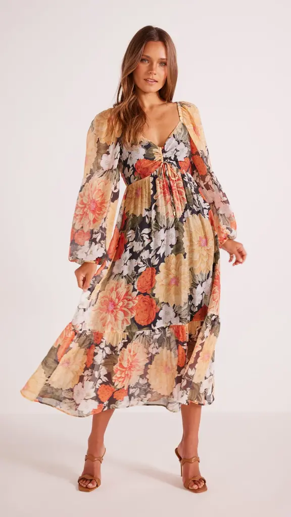 MINKPINK CLEMENTINE MIDI DRESS IN VINTAGE FLORAL