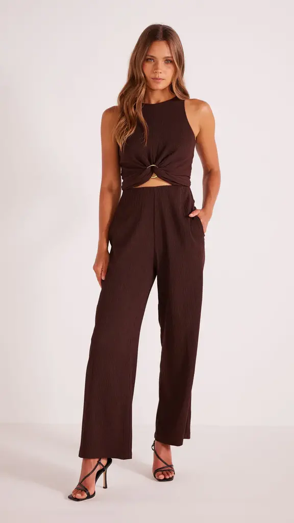 MINKPINK UNITY RELAXED PANT IN CHOCOLATE