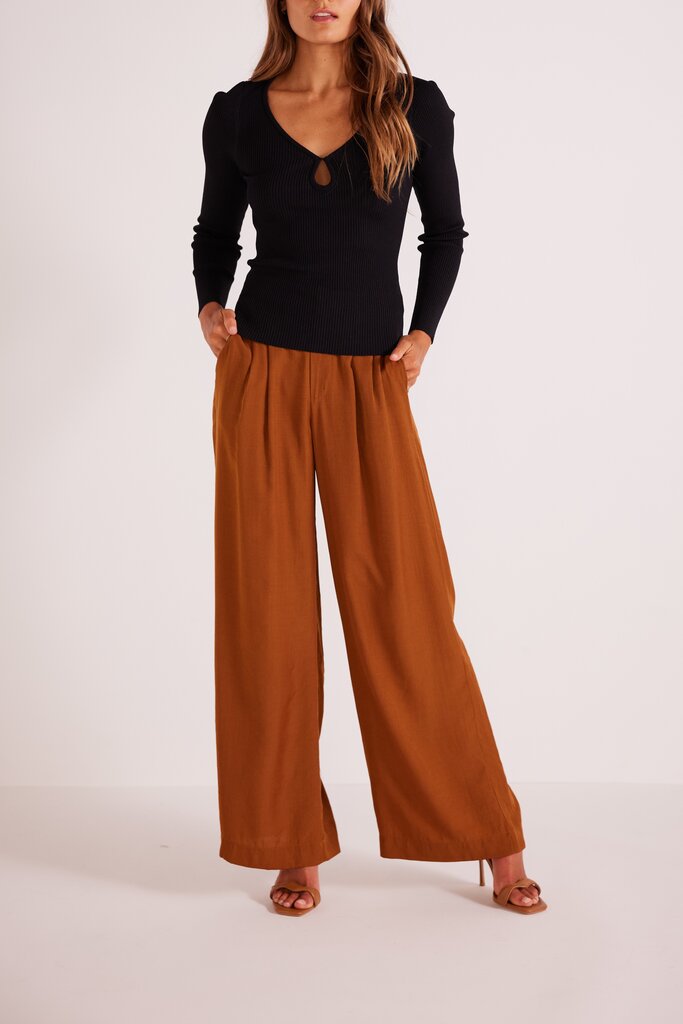 MINKPINK EVA WIDE LEG PANTS IN TOFFEE