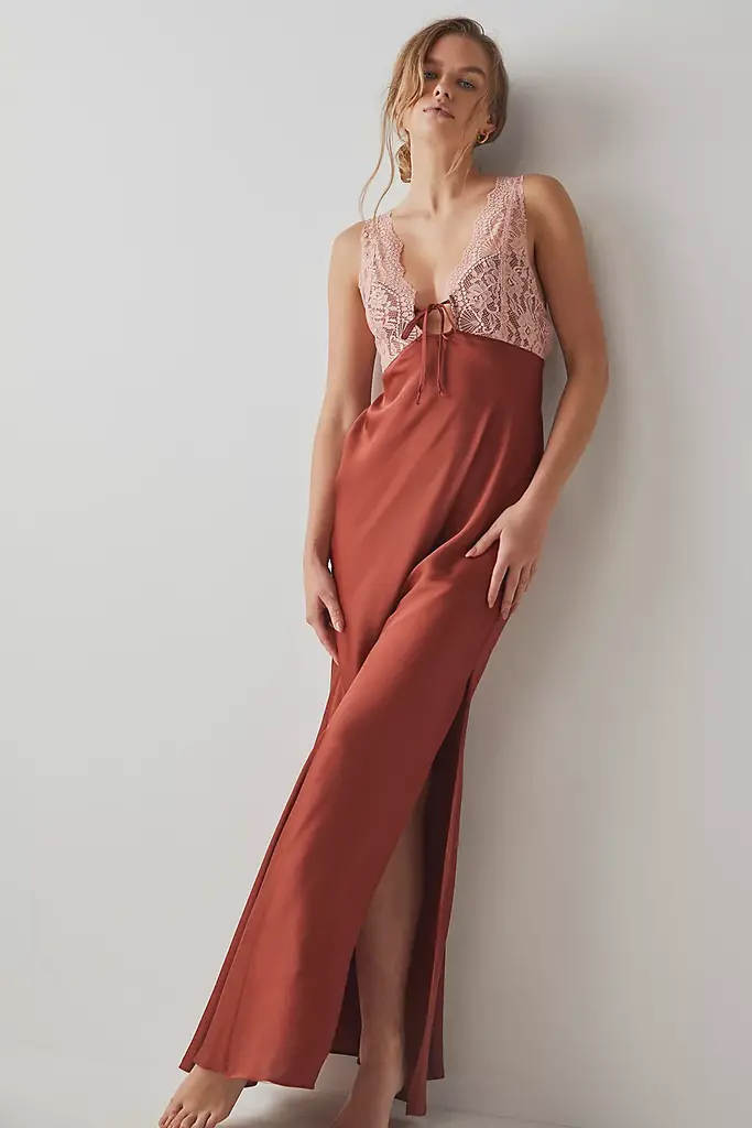 FREE PEOPLE COUNTRY SIDE MAXI SLIP IN SPARKLING CIDER
