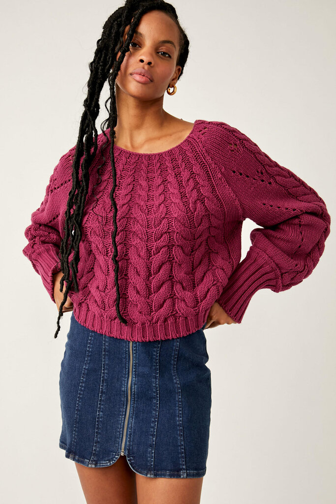 FREE PEOPLE SANDRE PULLOVER IN DREAMY MULBERRY