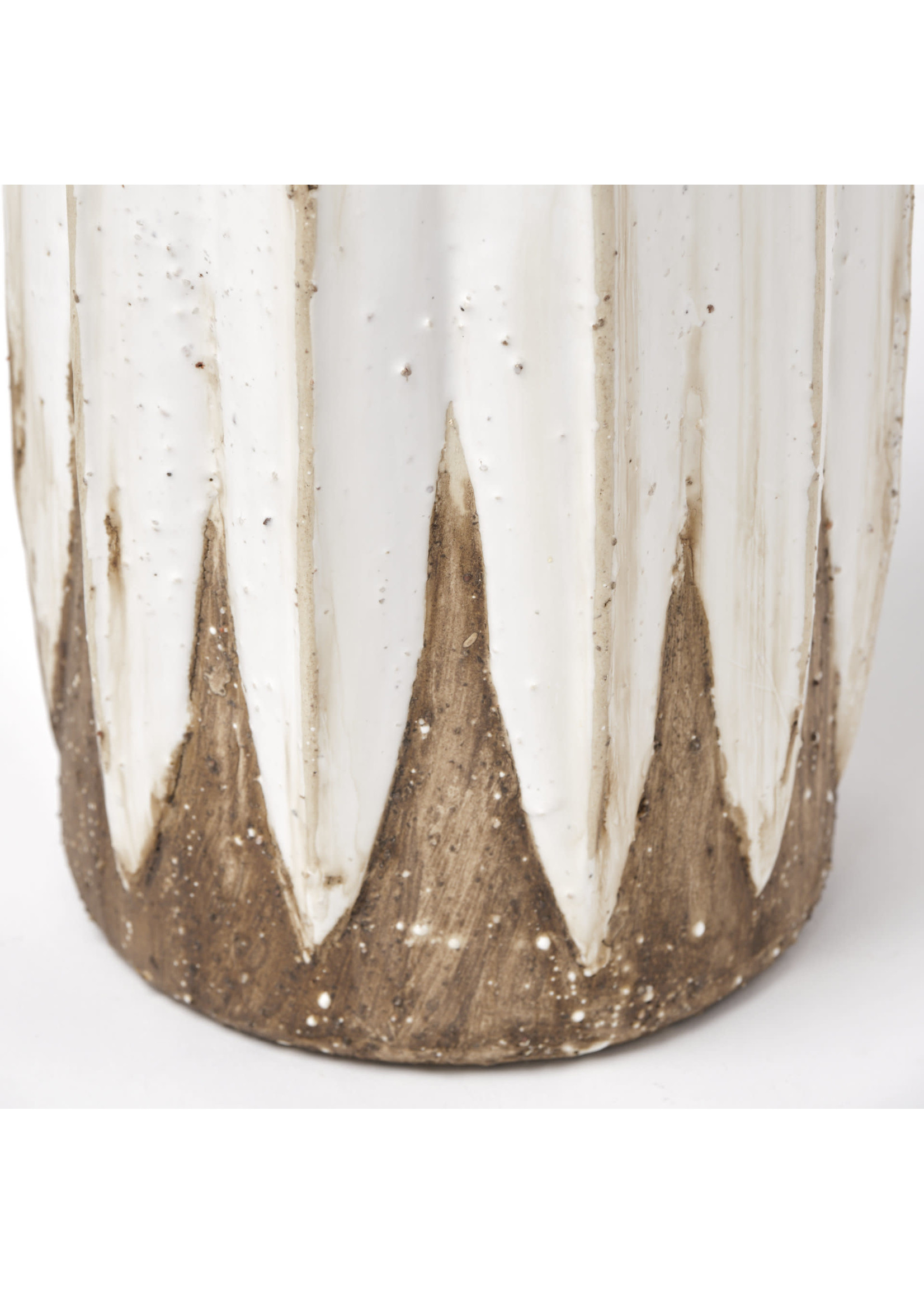 Rustic Brown and White Vase Large